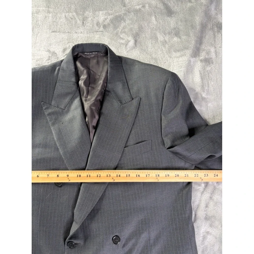 Canali Super 120's Blazer Black Sz 52 7 R Striped